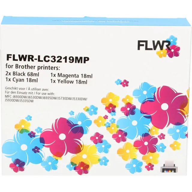 FLWR Inktcartridge / LC-3219XL / 5-pack / Zwart & Kleur - Geschikt voore Brother Multicolor