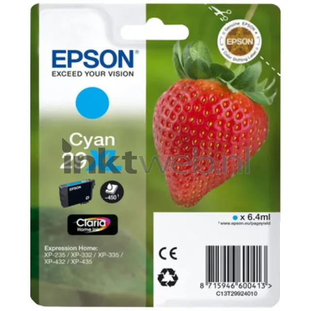 Epson 29XL cyaan (Origineel Hoge Capaciteit)