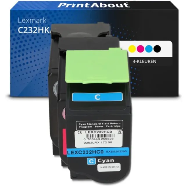 PrintAbout huismerk Toner C232HK/C/M/Y0 4-kleuren Multipack Hoge capaciteit geschikt voor Lexmark