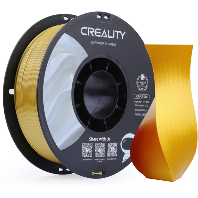 Creality CR Silk PLA Filament - Goud - 1,75 mm - 1 kg - 3D Printer Filament - glanzend en glad, hoogglans zijde-PLA, maatnauwkeurigheid - filament 3d printer -Voor de meeste 3D-printers Creality Ender K1, K1C, K2 Plus