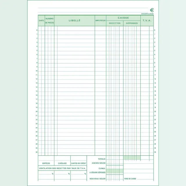 Exacompta kasboek, ft A4, Franstalig, dupli (50 x 2 vel)