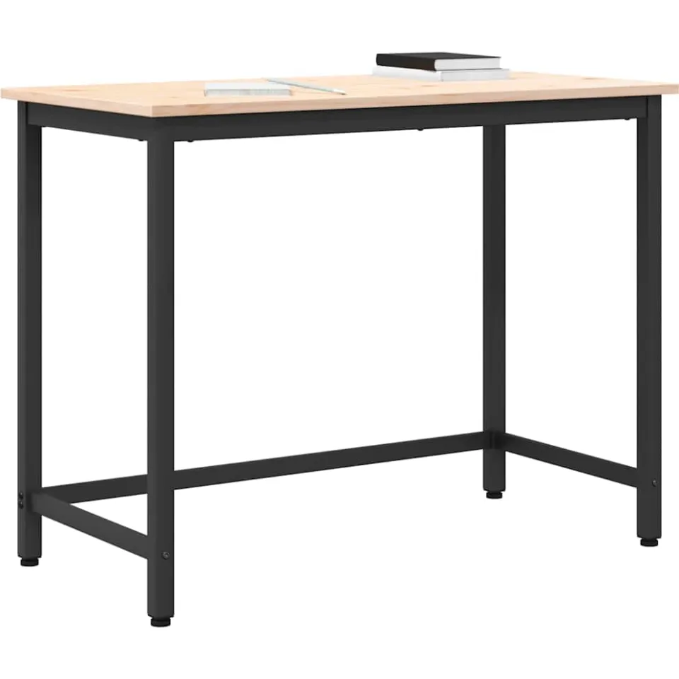 vidaXL Tafel Naturel 100 x 50 x 77 cm Engineered hout en staal Bruin