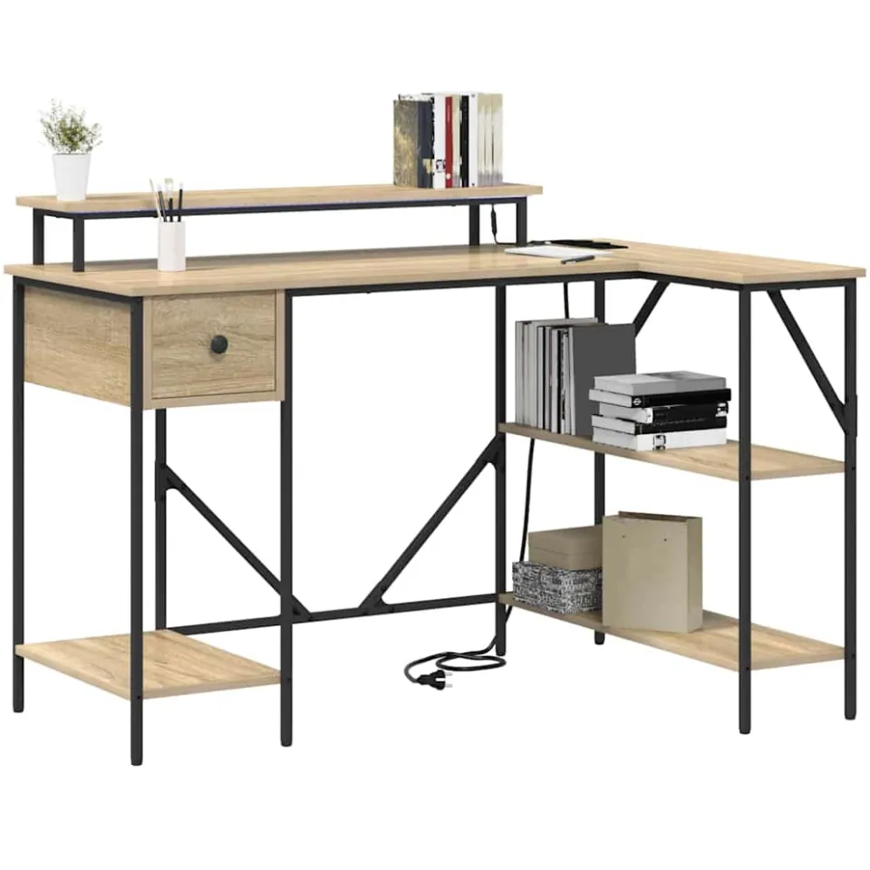 vidaXL Bureau Sonoma Eiken 120 x 79 x 86,5 cm Bewerkt hout Bruin