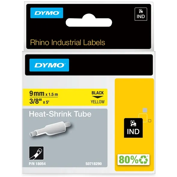 Dymo Labeltape Dymo Rhino industrieel krimpkous 9mm zwart op geel
