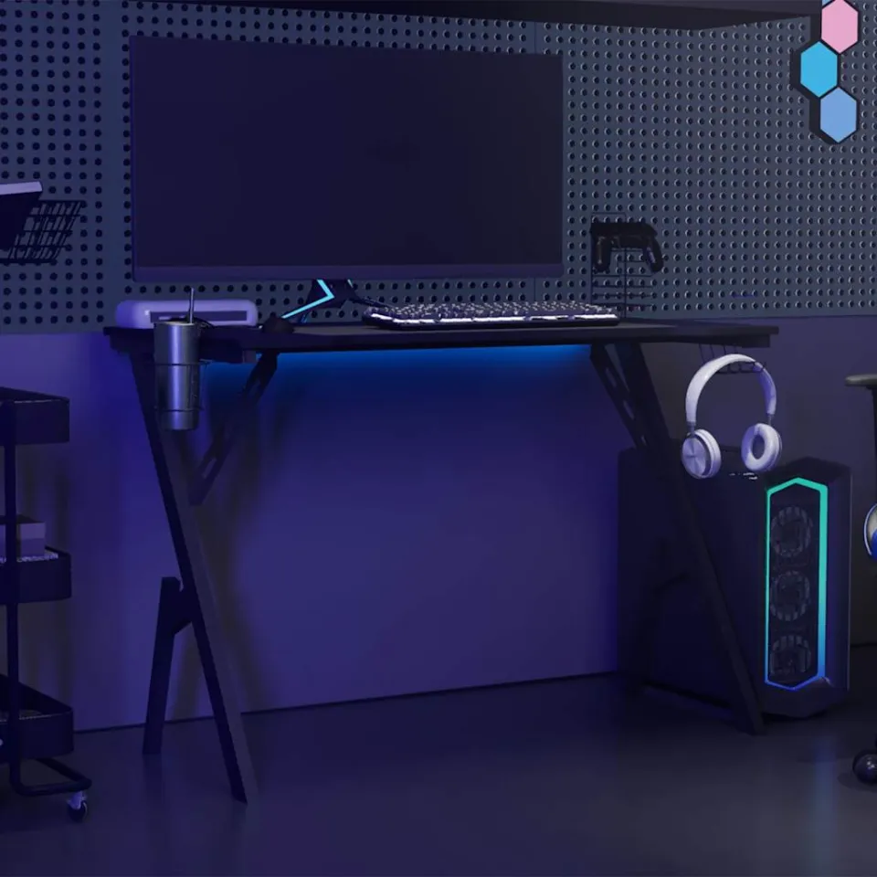 vidaXL Gamingbureau met Y-vormige poten 110x60x75 cm zwart, foto 3
