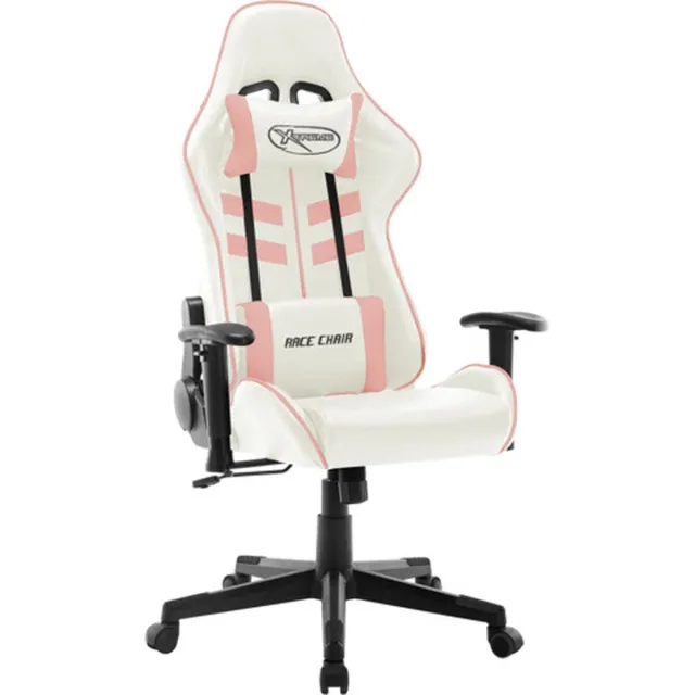 vidaXL Gamestoel - kunstleer - wit - en - roze wit en roze