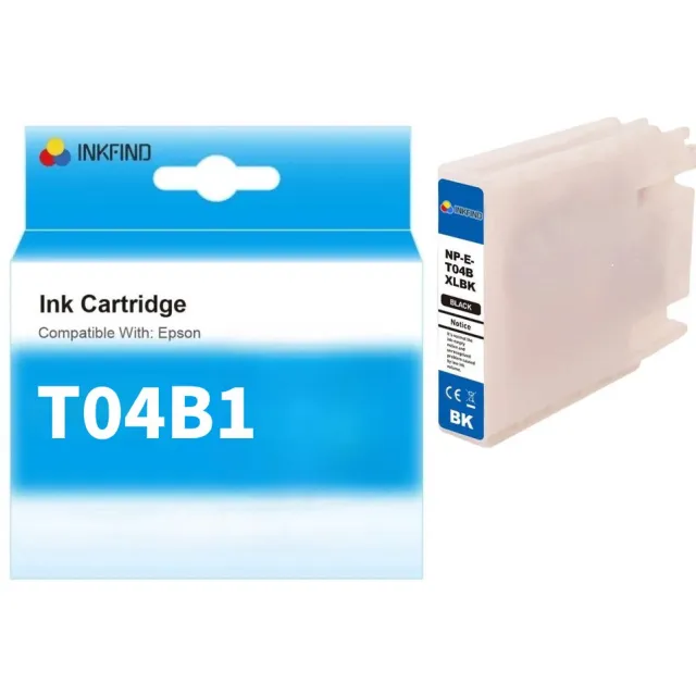 INKFIND T04B Zwart Inktcartridge compatibel met Epson T04B (T04BXLBK) Hoge Capaciteit - 1-pack Zwart*1