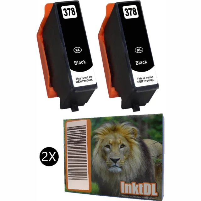 InktDL Huismerk geschikt voor Epson 378XL inktcartridges - 2X Zwart - XP-8500 - XP-8505 - XP-8600 - XP-8606 - XP-8700