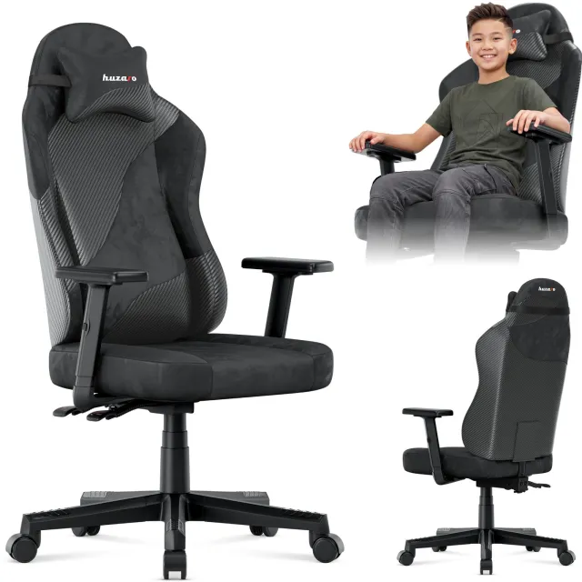 Huzaro Ranger 5.7 - Bureaustoel - Gaming stoel - Zachte veloursafwerking - verstelbare armleuningen - FlexiRest - stille en veilige wieltjes - Zwart