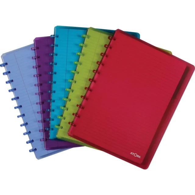 Atoma Trendy schrift, ft A4 +, 120 bladzijden, gelijnd, met 6 tabbladen en 5 showtassen, in geassorteerde blauw