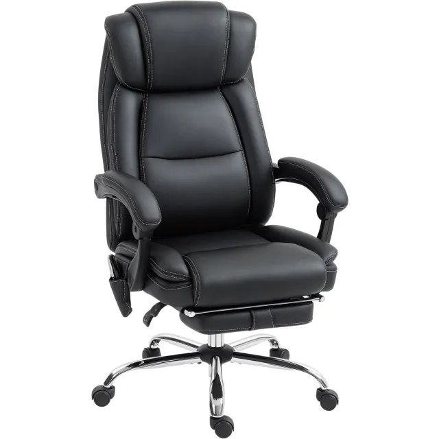 Homona Ergonomische bureaustoel - Met 6-punts massage en lendenverwarming - In hoogte verstelbaar met voetsteun - 67 x 72 x 111-119 cm - Zwart