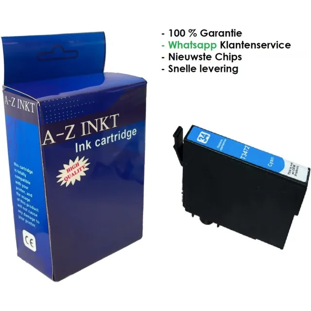 AtotZinkt Compatible inkt cartridge voor Epson 34 / 34 XL C| 1 x Cyaan blauwe cartridge voor Epson WorkForce Pro WF-3720, 3720 -DWF, WF-3725-DWF Cyan