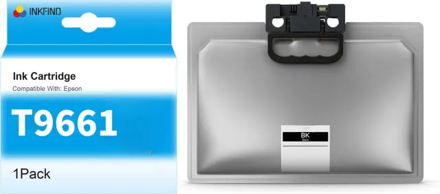 INKFIND T9661 Zwart inktcartridge compatibel met Epson T9661 C13T966140 Geschikt voor Epson WorkForce Pro WF-M5299DW Epson WorkForce Pro WF-M5799DWF Epson WorkForce Pro WF-M5298DW - 1 Pack BK XL Zwart x 1