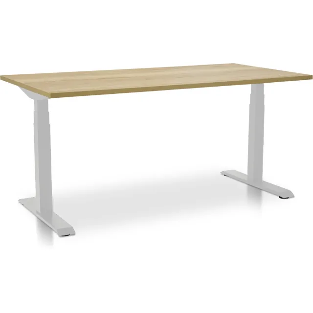 Lineaflex MRC Zit-sta bureau elektrisch verstelbaar - MRC PRO-L 2.0 NEN-EN 527 | 180 x 80 cm | frame wit - blad robuust eiken | memory functie met 4 standen | 150kg draagvermogen wit frame