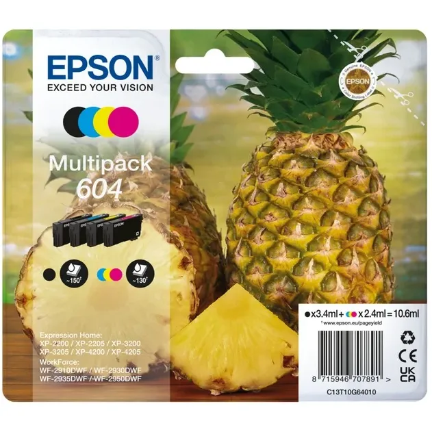 Epson 604 4-kleuren multipack inktcartridges Zwart
