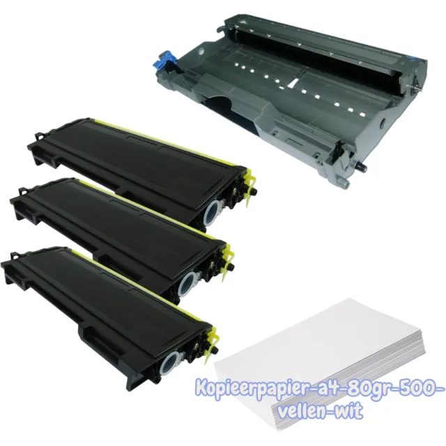 KATRIZ huismerk toner 1x Drum2000/2005 +3x Toner TN2000/TN2005+Kopieerpapier-A4-80GR-500vellen-wit|Geschikt voor Brother DCP 7020/7010/7025/ FAX 2820/2920/ HL 2030/2040/2070N/2045/2075N /MFC 7220/7225N/7420/7820N / HL-2035 / HL-2035R / HL-2037 4x Zwart