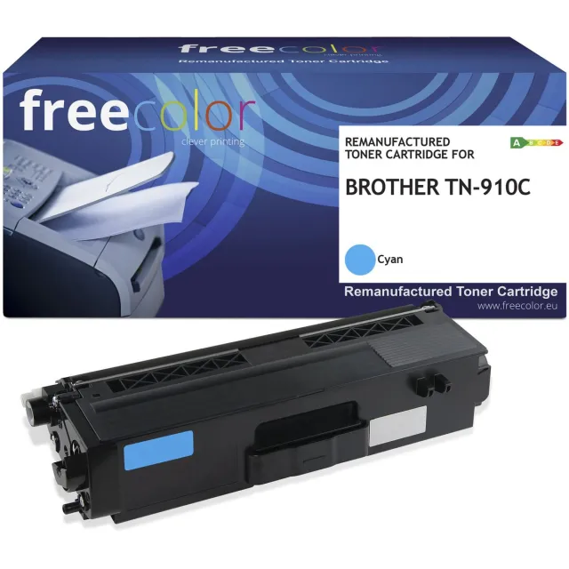 Freecolor Vervangt Brother TN-910C Toner - Cyaan - 9.000 pagina's - Compatible Zwart