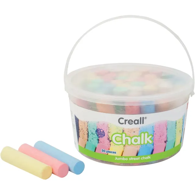 Creall Havo stoepkrijt Chalk emmertje van 50 stuks blauw