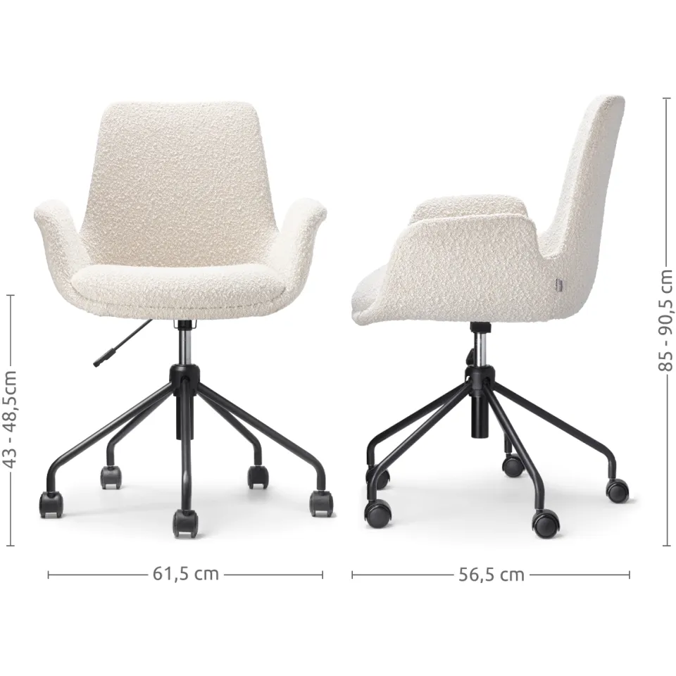 Nolon Nout-Eef bureaustoel bouclé beige - zwart onderstel, foto 3