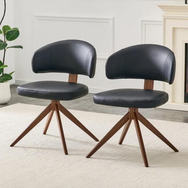 COVREO Bureaustoel 54,5x50,5x77 cm - Zwart PU - Metalen Frame - 360° Draaifunctie - Zonder Armleuningen - Comfortabele Polsterung - Eenvoudig te Reinigen - 1 stoel Black