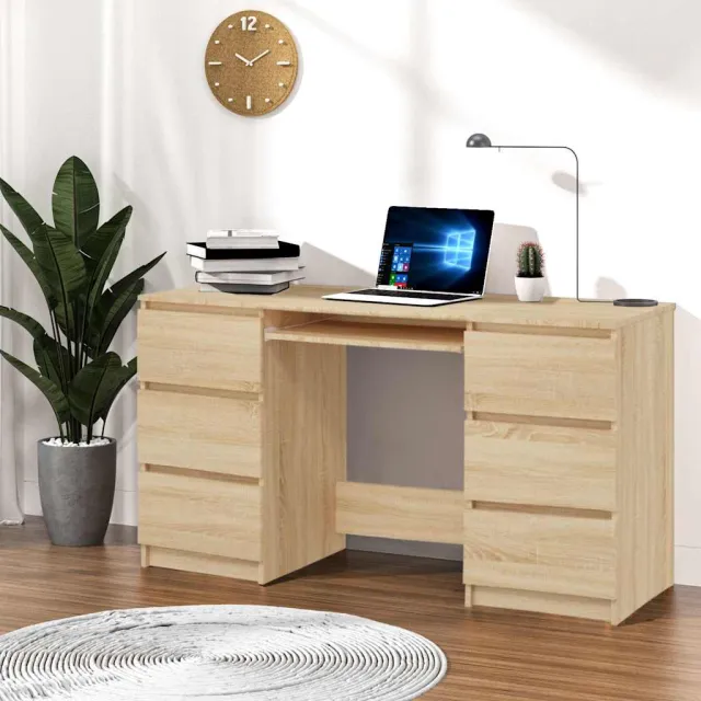 vidaXL Schrijftafel 140x50x77 cm bewerkt hout sonoma eikenkleurig, foto 2