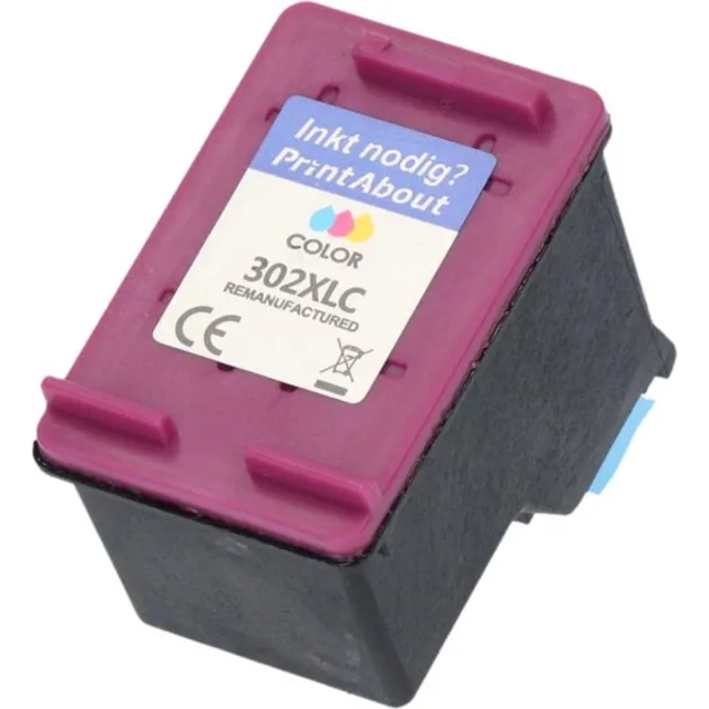 PrintAbout huismerk Inktcartridge 302 (F6U65AE) 3-kleuren geschikt voor HP