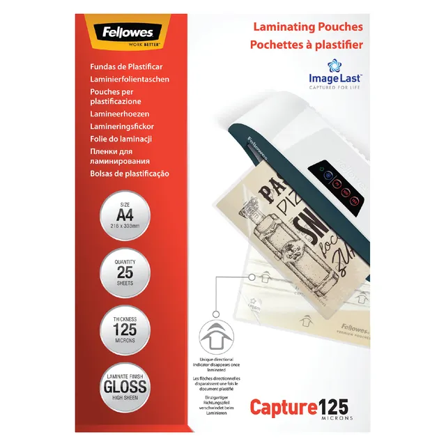 Fellowes Lamineerhoes Fellowes A4 2x125micron glans 25 stuks