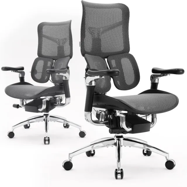 Sihoo Doro S300 Ergonomische Bureaustoel/Gamingstoel - Dubbele Dynamische Lendensteun - 6D-Gecoördineerde Armleuningen - Verstelbare Grote Zitkuss & Rugleuning - 150kg Draagvermogen - Kantoor/Thuis/Gaming - Zwart Zwart - geüpgraded
