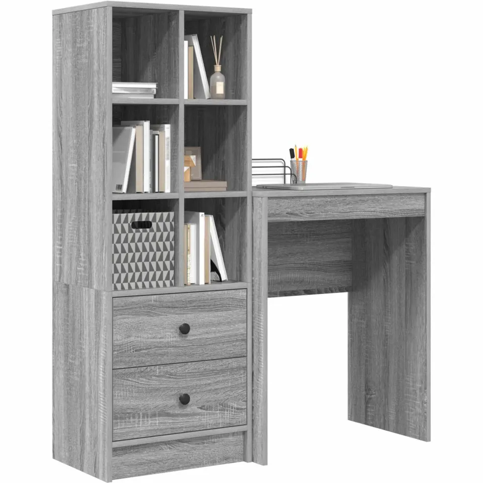 vidaXL Bureau Grijs Sonoma 105,5 x 34 x 127 cm 2 st