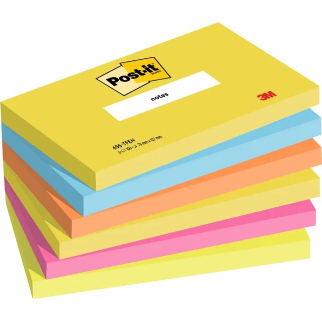 Post-It Memoblok 3M Post-it 655 76x127mm Energetic Colours 6 stuks blauw
