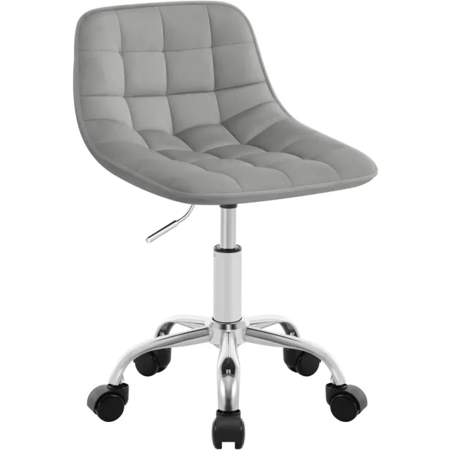 Klarven Bureaukruk Lichtgrijs - Bureaukruk met Rugleuning - Bureaukruk op Wieltjes - Office Stool - Ergonomisch, 360 Graden Draaibaar - Hoogte Verstelbaar - Fluwelen Zitting - Max. 150 kg - 51x44x24cm