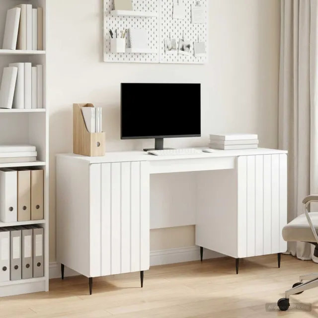 vidaXL Bureau Hoogglans Wit 142,5 x 50 x 75 cm Bewerkt hout, foto 2