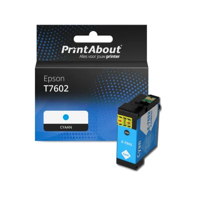 PrintAbout huismerk Inktcartridge T7602 Cyaan Geschikt voor Epson