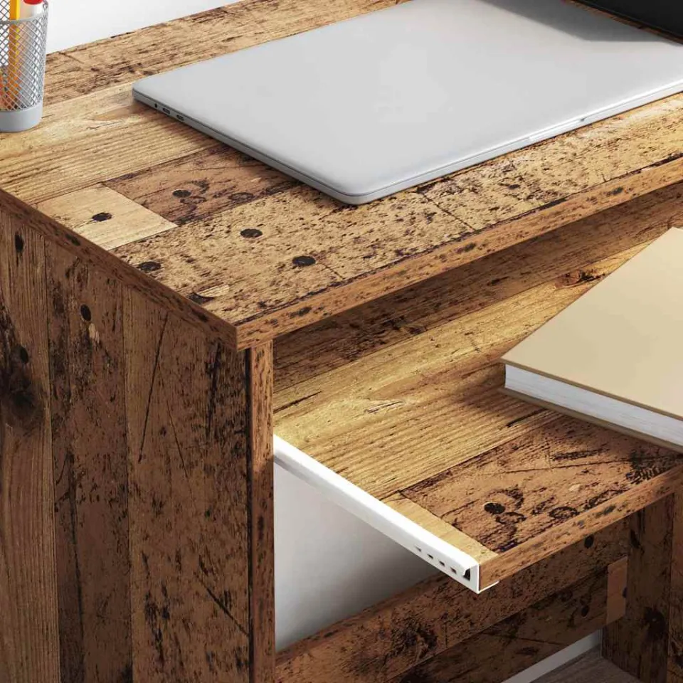 vidaXL Bureau Oud Hout 106 x 41 x 88,5 cm Bewerkt hout bruin, foto 4