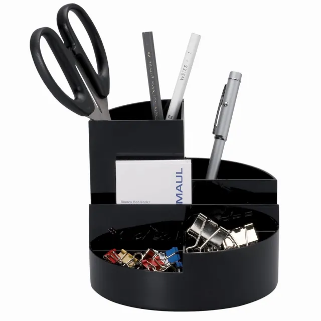Maul bureauorganizer pennenbak Roundbox Ø14x12.5cm, 7 vaks zwart