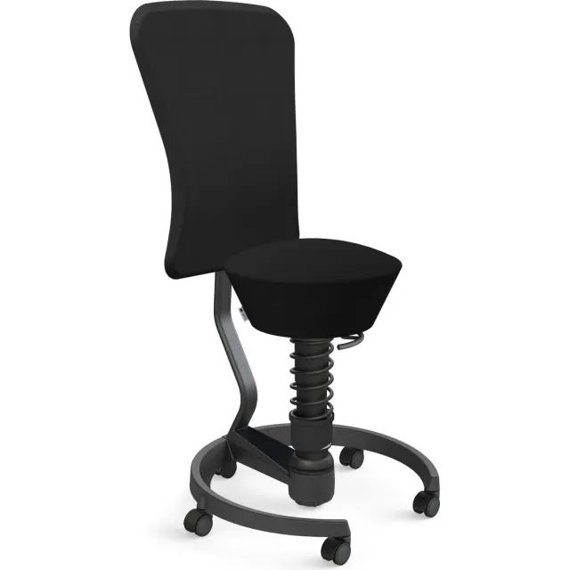 AERIS SWOPPER with backrest footring with castors (hard floor), black spring strut type: standard, black, spring black seat cover: wool blend Select (Gabriel), black backrest pole: black, backrest cover: wool blend Select (Gabriel), black zwart - zachte wielen