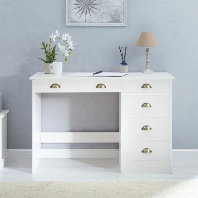 IDIMEX LANA-bureau met 5 lades van massief hout – wit