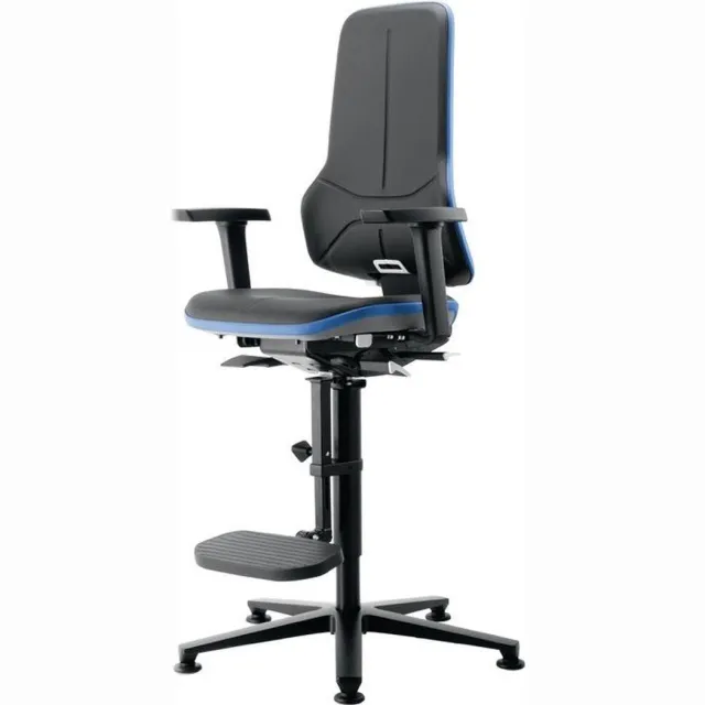 Interstuhl industriële draaistoel Neon vloerglijders + klimhulp -... blauw