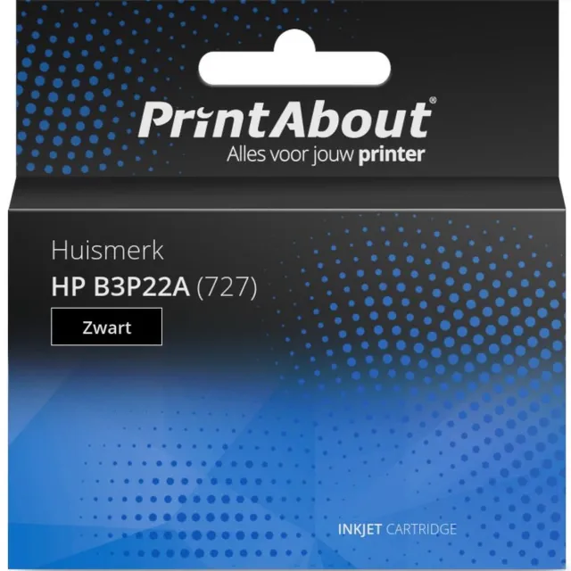 PrintAbout huismerk Inktcartridge B3P22A (727) Zwart Hoge capaciteit geschikt voor HP