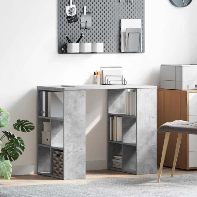 vidaXL Bureau Beton Grijs 90 x 50 x 75 cm Bewerkt hout, foto 2