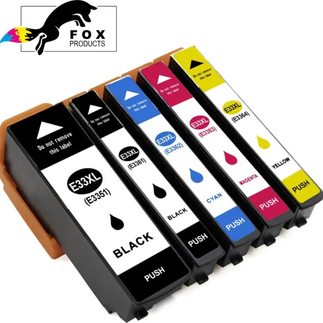 FoxProducts 33XL 33 T33- 5 stuks Inktcartridges - Geschikt voor Epson - Expression Premium Printers: XP-530 / XP-540 / XP-630 / XP-635 / XP-640 / XP-645 / XP-830 / XP-900 / XP-7100 Cyaan, Magenta, Yellow, Black, PhotoBlack