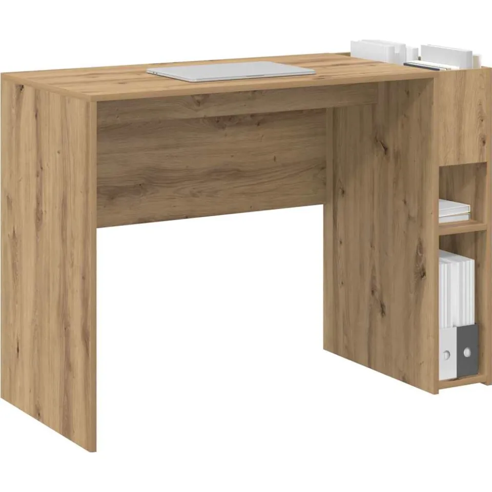 vidaXL Bureau Artisan Eiken Bewerkt hout 109 x 50 x 78 cm Bruin