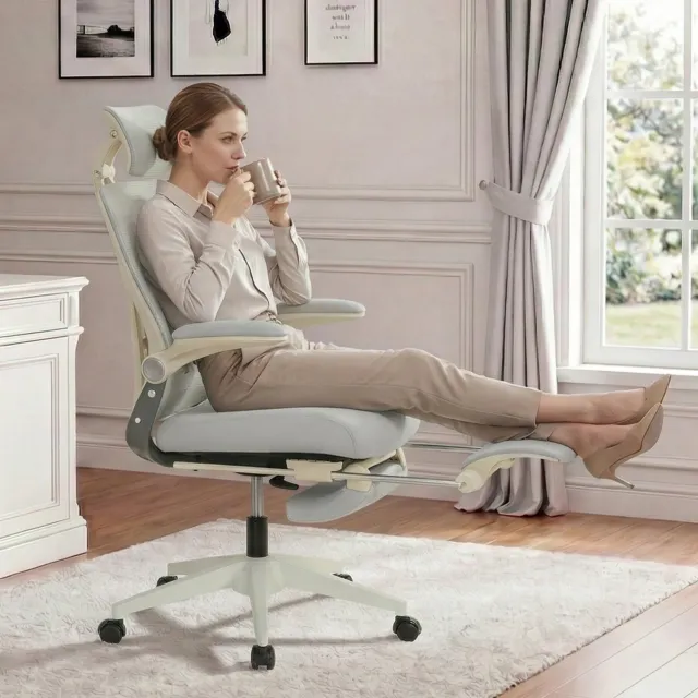 CHICFURN Bureaustoel - Klapbare rugleuning - Mesh - Grijs