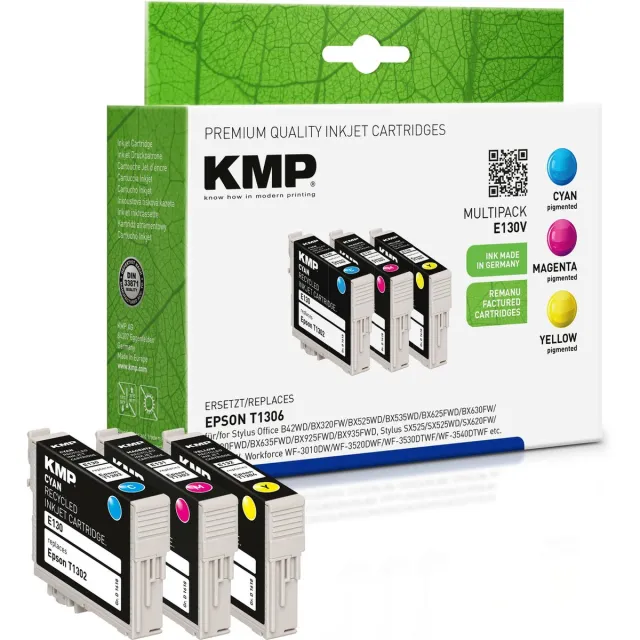 KMP Inkt vervangt Epson T1302, T1303, T1304 Compatibel Combipack Cyaan, Magenta, Geel E130V 1618,4050 Multi colour