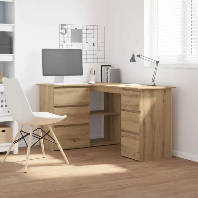 vidaXL Hoekbureau 145x100x76 cm bewerkt hout artisanaal eikenkleur, foto 2