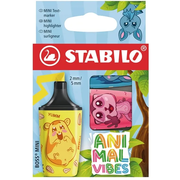 Stabilo Markeerstift STABILO BOSS Animal Vibes mini assorti blister à 3 stuks