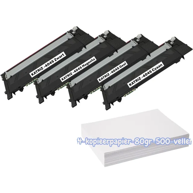 KATRIZ huismerk toner voor Samsung 404S| 1x K404S Zwart+ 1x C404S Cyaan + 1x M404S Magenta +1x Y404S Geel | printer model Xpress SL C430/C430W/C480/C480FN/C480FW/C480W | 4stuks Zwart, cyaan , magenta, Geel
