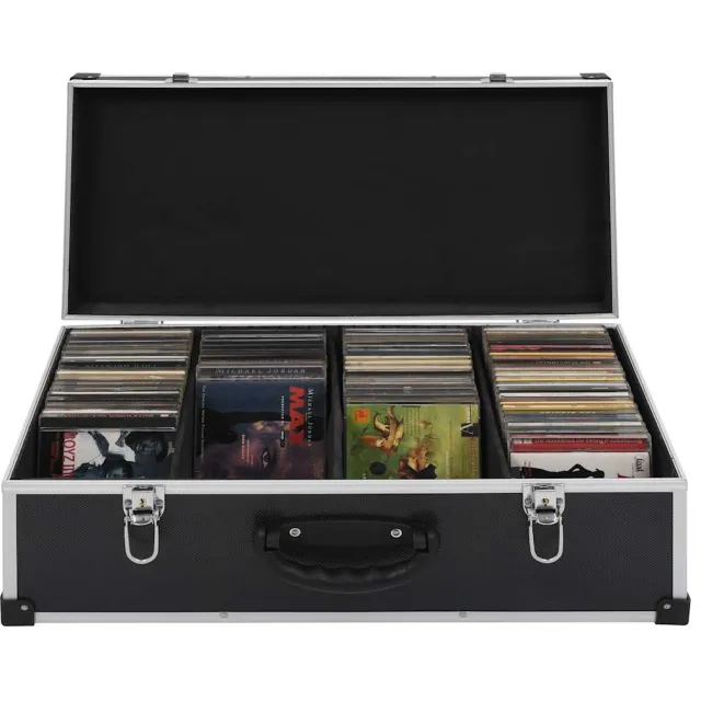 vidaXL Cd-koffer voor 80 cd's aluminium ABS zwart