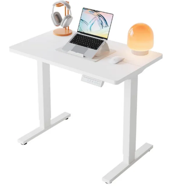 HUANUO Elektrisch Sta-Zit Bureau 80x48 Cm - In Hoogte Verstelbaar Met 4 Geheugenstanden - Compact Ergonomisch Werkbureau Voor Thuiswerk En Computergebruik - Wit