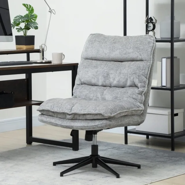 DESMIU Bureaustoel 63,5 x 81 x 96-102 cm - Draaibaar En In Hoogte Verstelbaar Met Kantelfunctie - Voor Kantoor En Werkkamer - Metaal En Polyester - Grijs